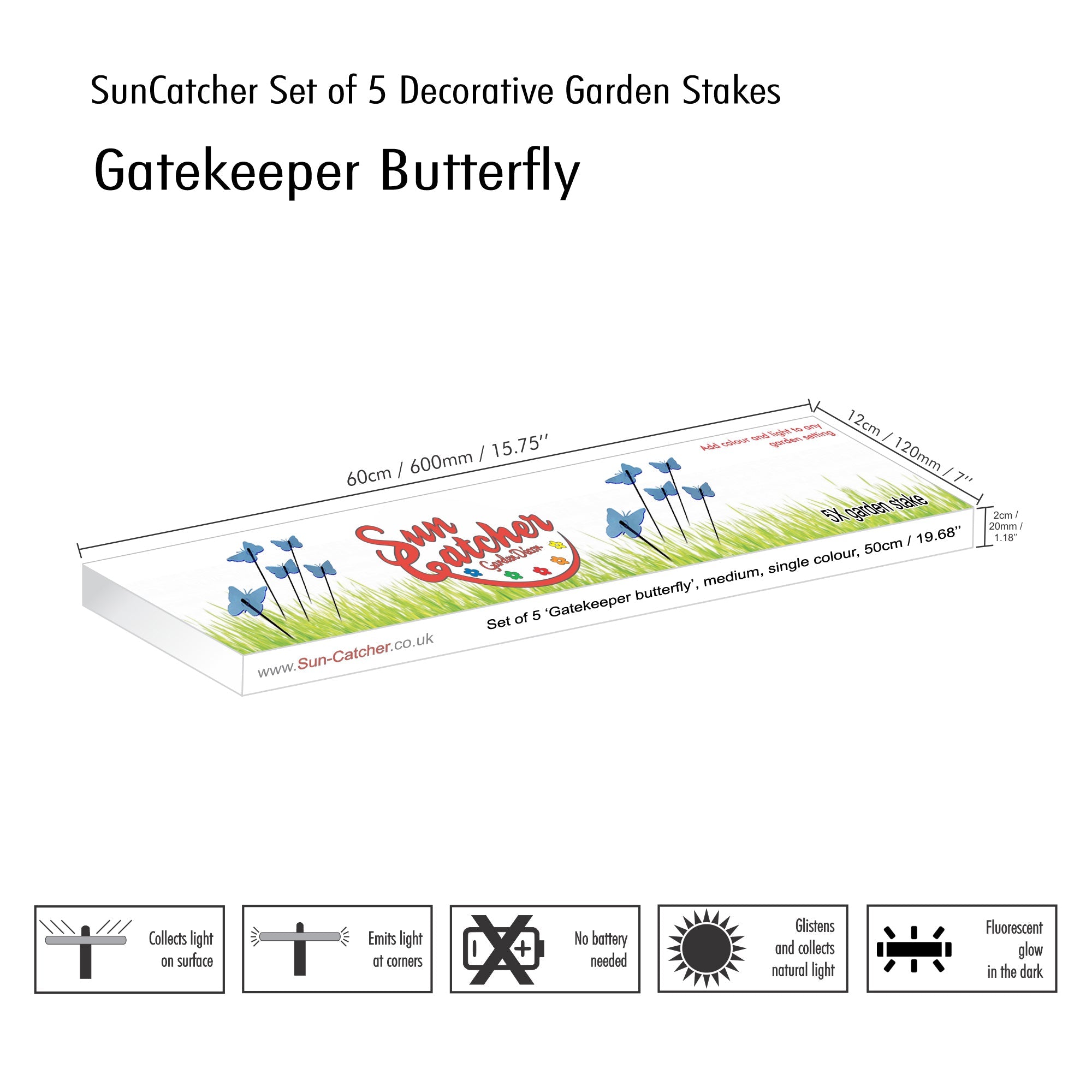 Garden Décor Ornaments Set of 5 'Gatekeeper Butterflies'