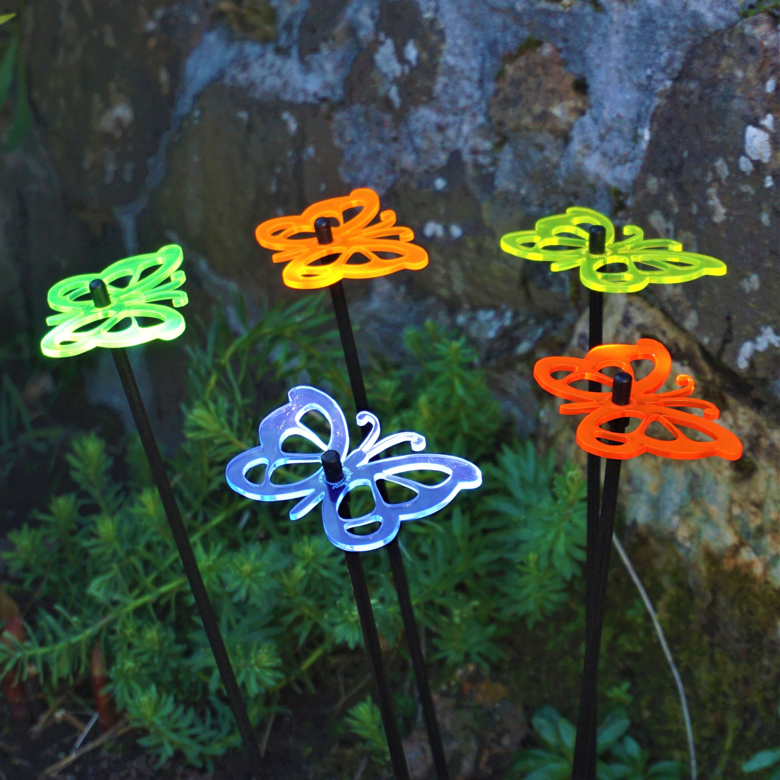 Garden Décor Ornaments Set of 5 'Comma Butterflies'