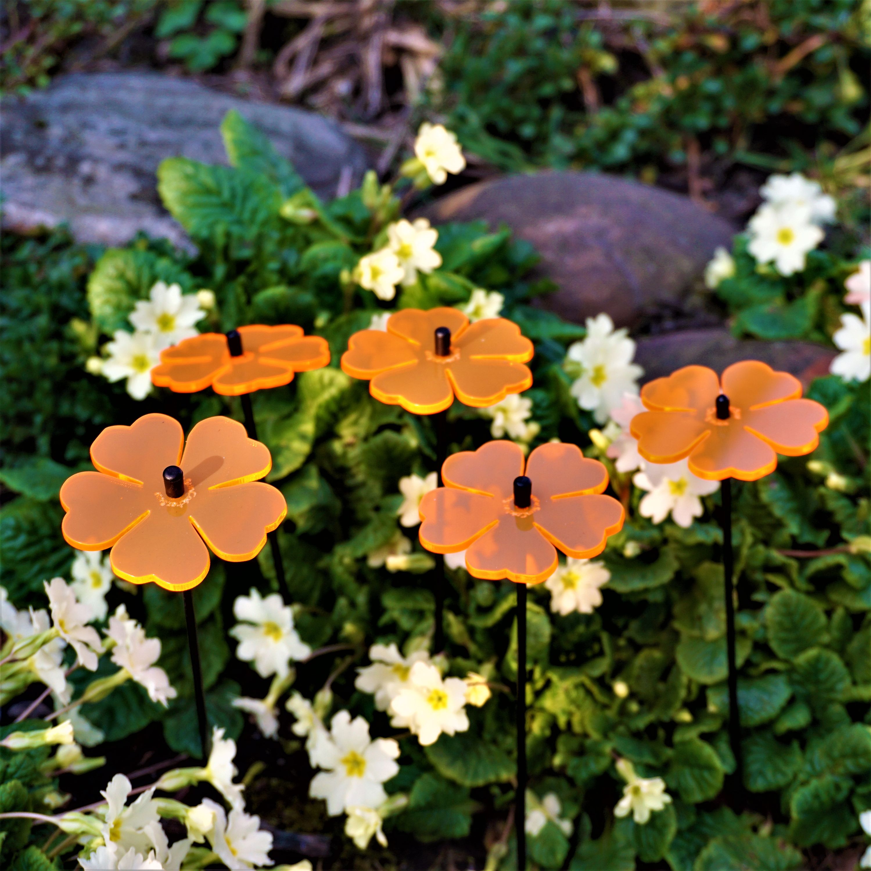 Small Garden Décor Ornaments Set of 5 'Double Blossom'