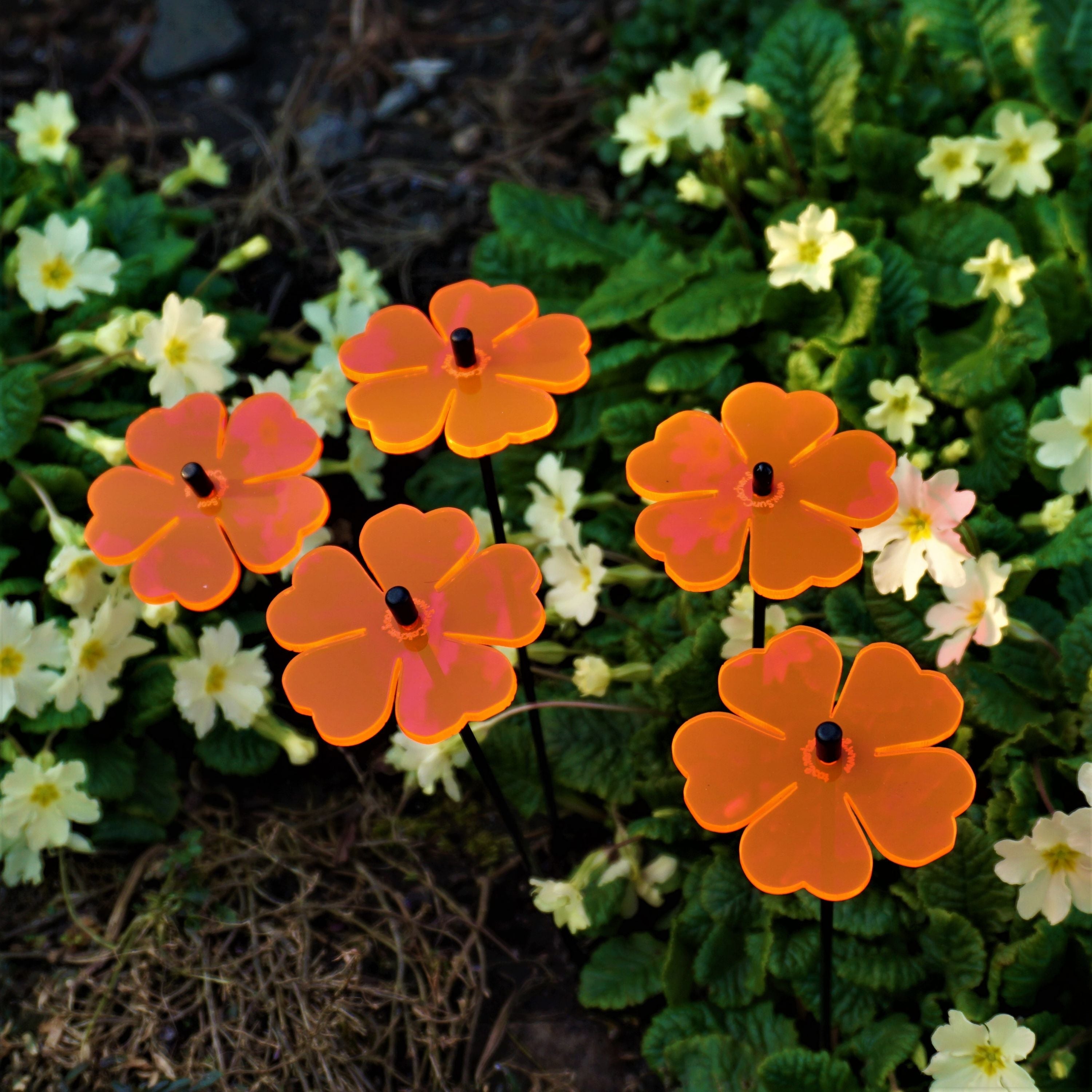 Small Garden Décor Ornaments Set of 5 'Double Blossom'