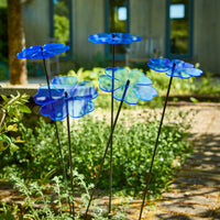 Large Garden Décor Ornaments Set of 5 'Double Blossoms'