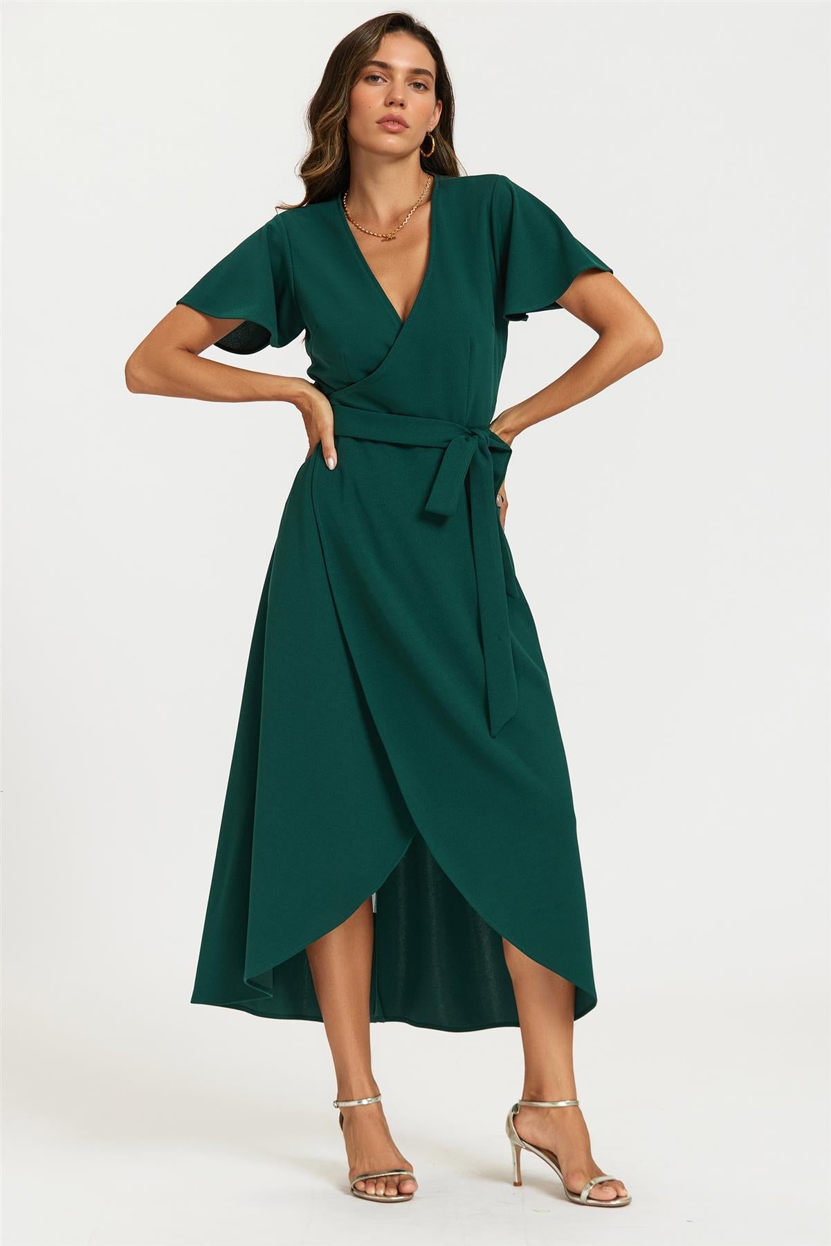 Wrap Maxi Dress In Green