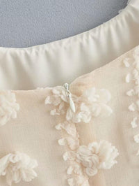 Strappy Mini Dress With Flower Appliques In Cream