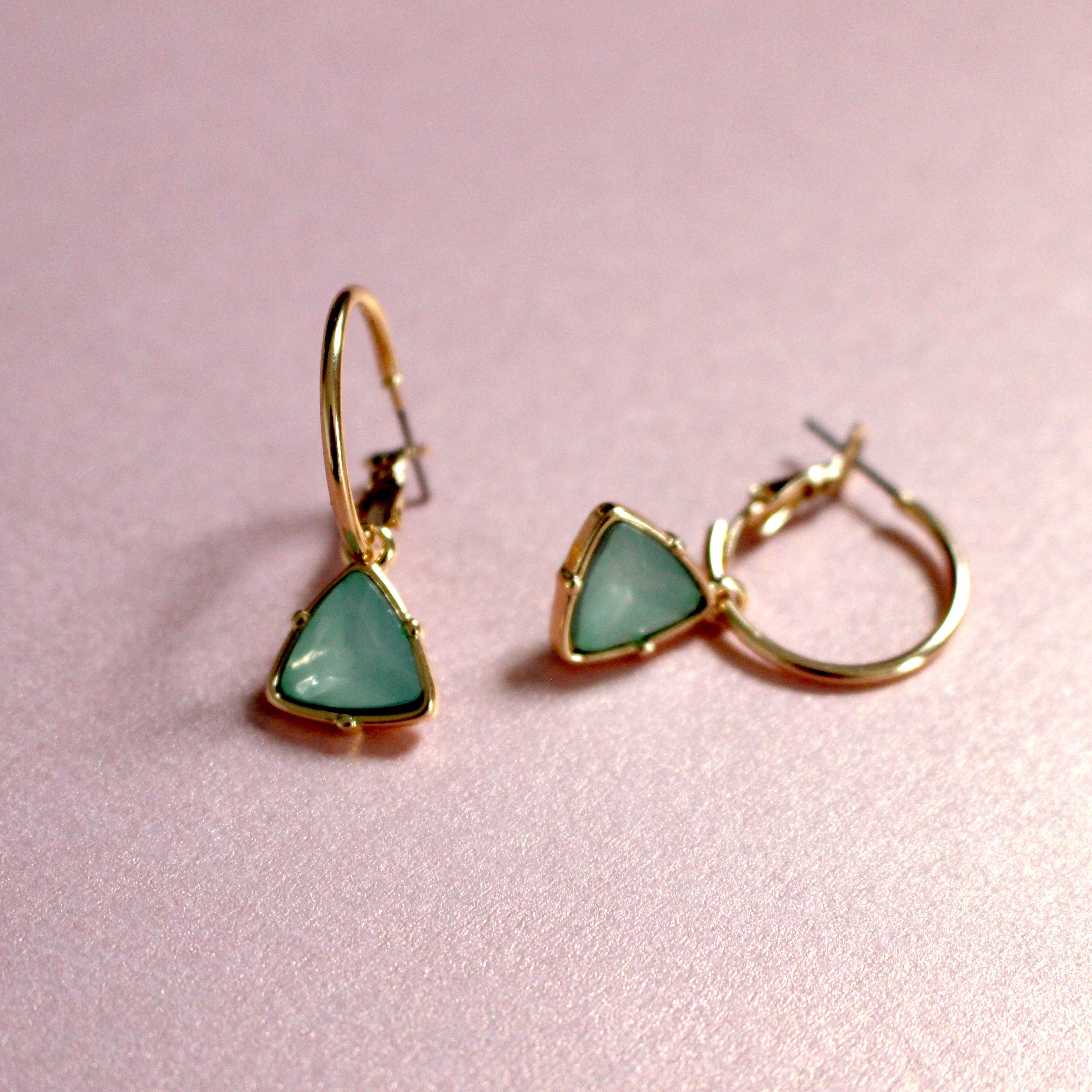Holly Aqua Gem Hoop Earrings