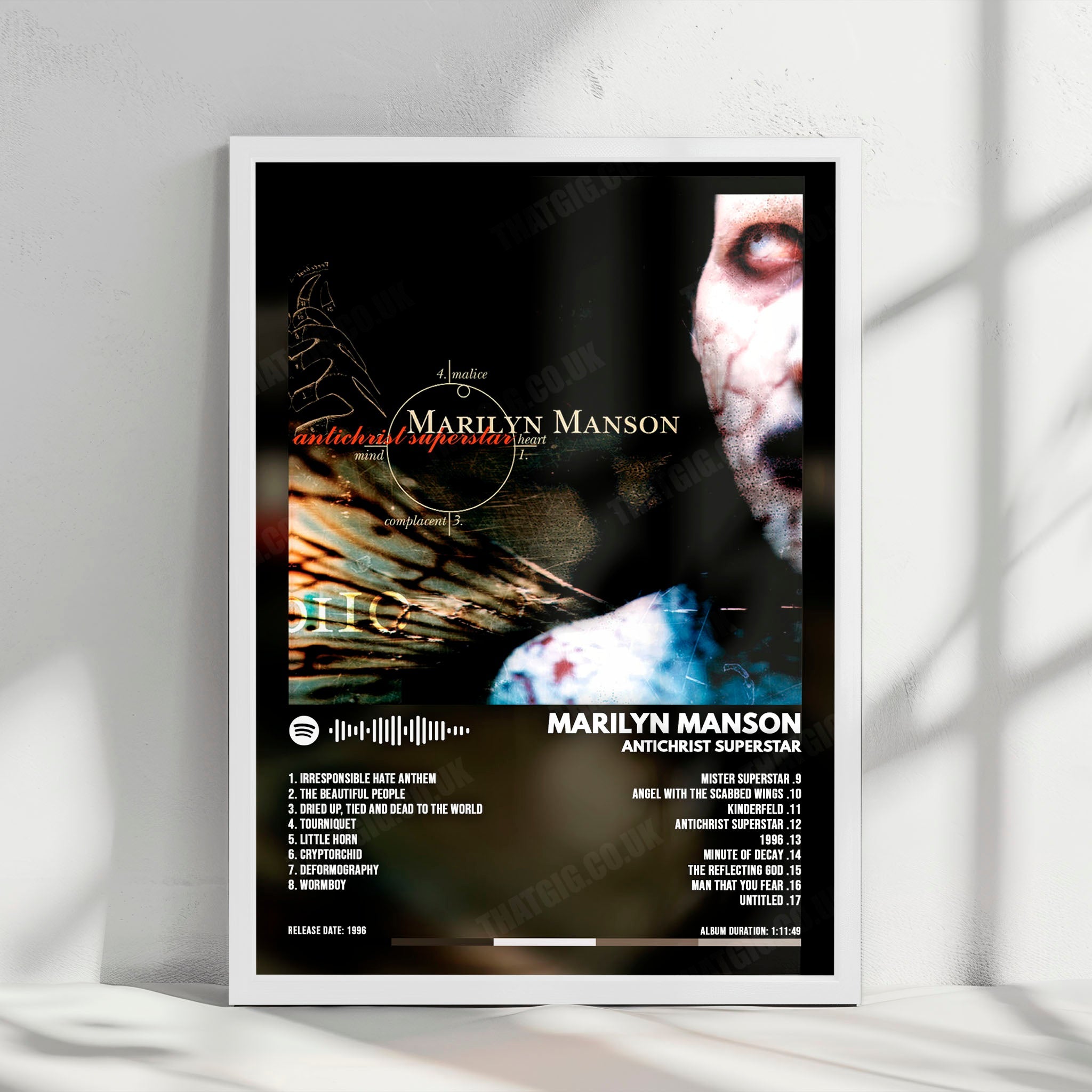 Marilyn Manson "Antichrist Superstar" Album Cover Poster - with Complete Tracklist