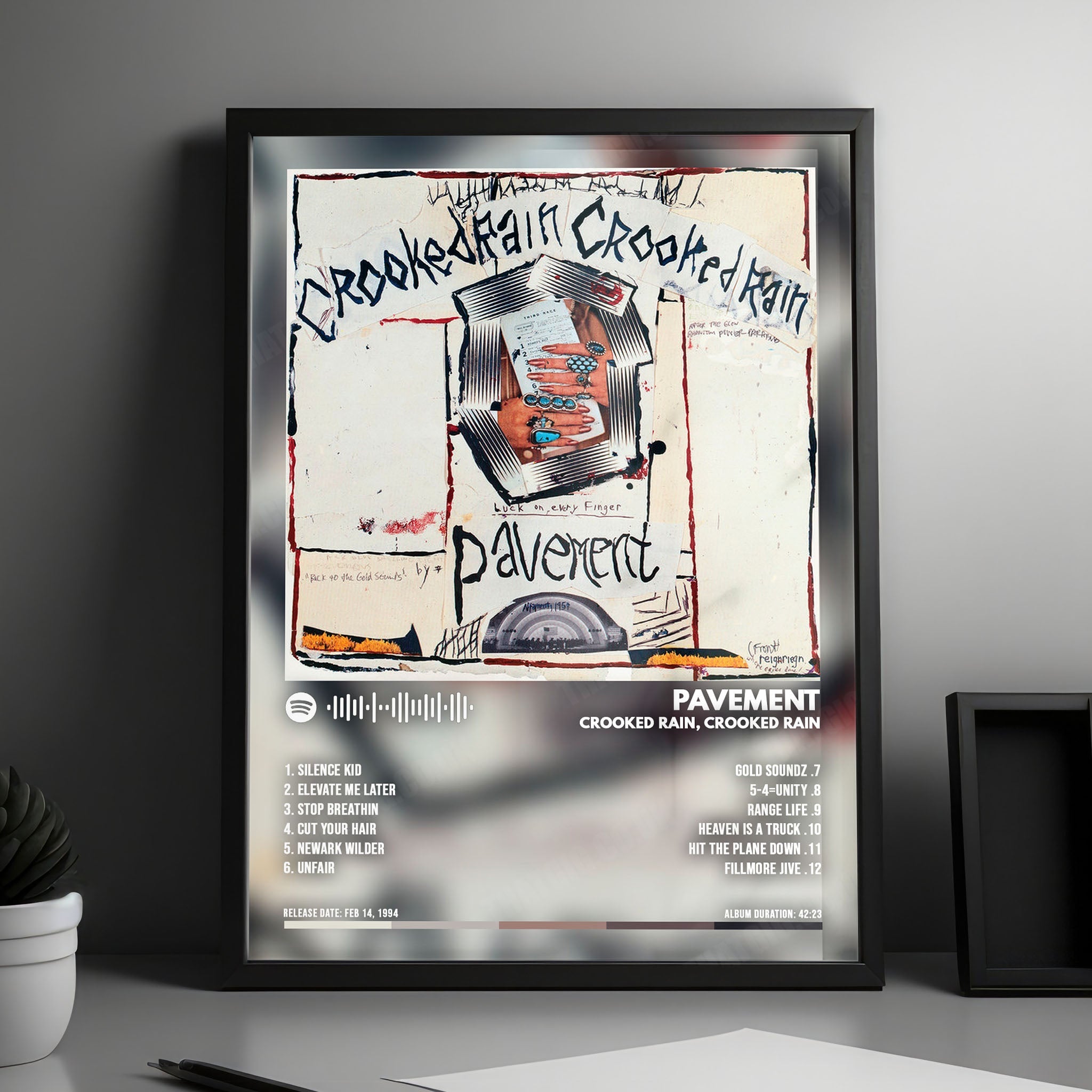 Pavement "Crooked Rain, Crooked Rain" Album Cover Poster - with Complete Tracklist