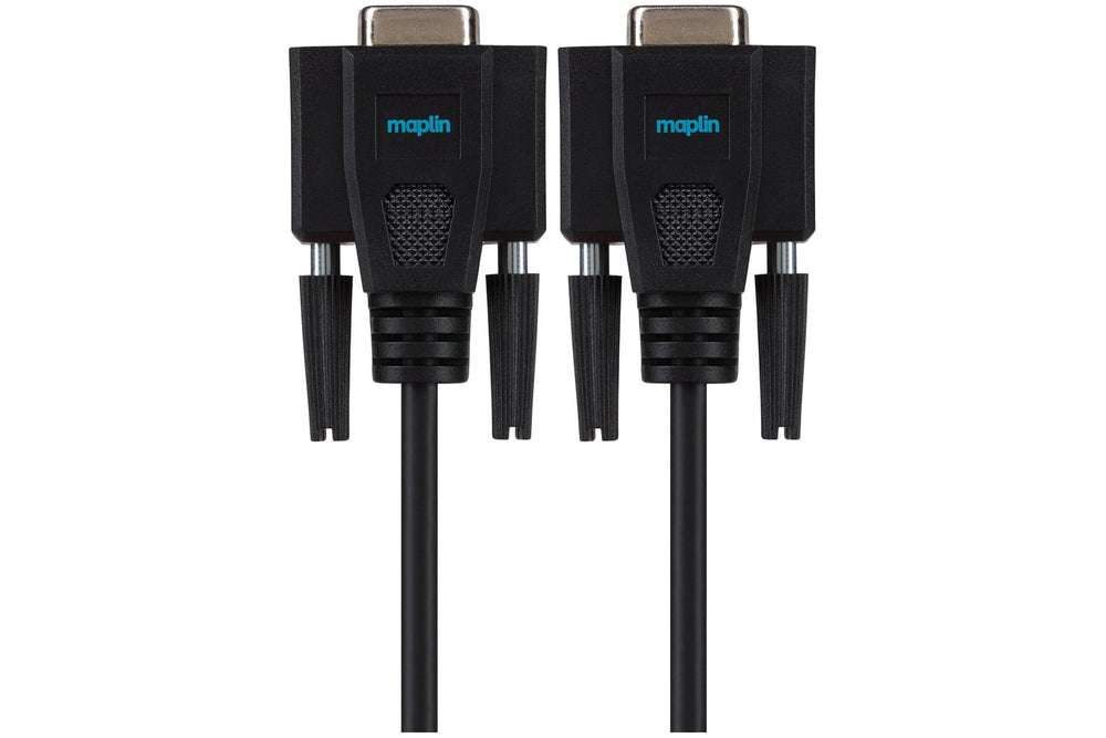 Maplin Premium Serial RS232 Null Modem 9 Pin Female Cable - Black, 3m