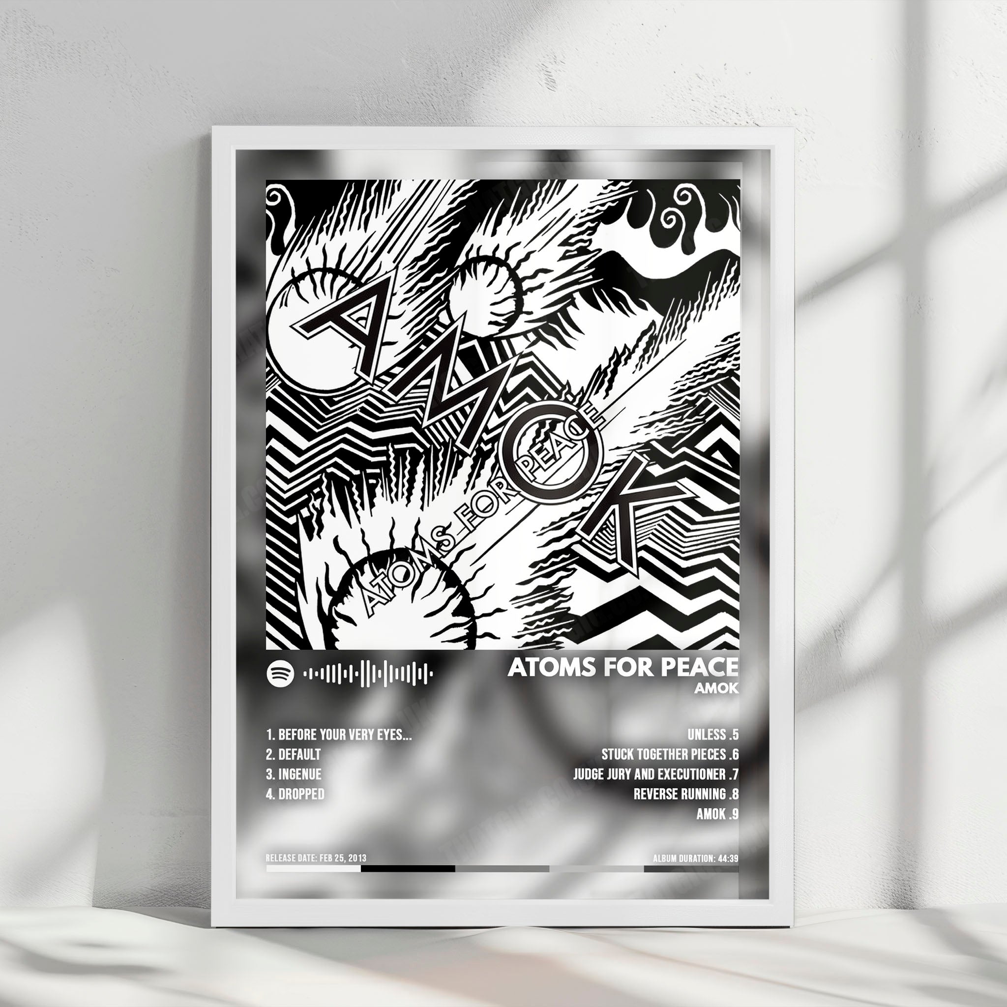 Atoms for Peace "AMOK" Album Cover Poster - with Complete Tracklist