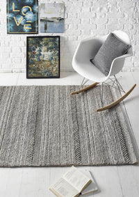 Chunky Handwoven Natural/Grey Wool Knitted Rug