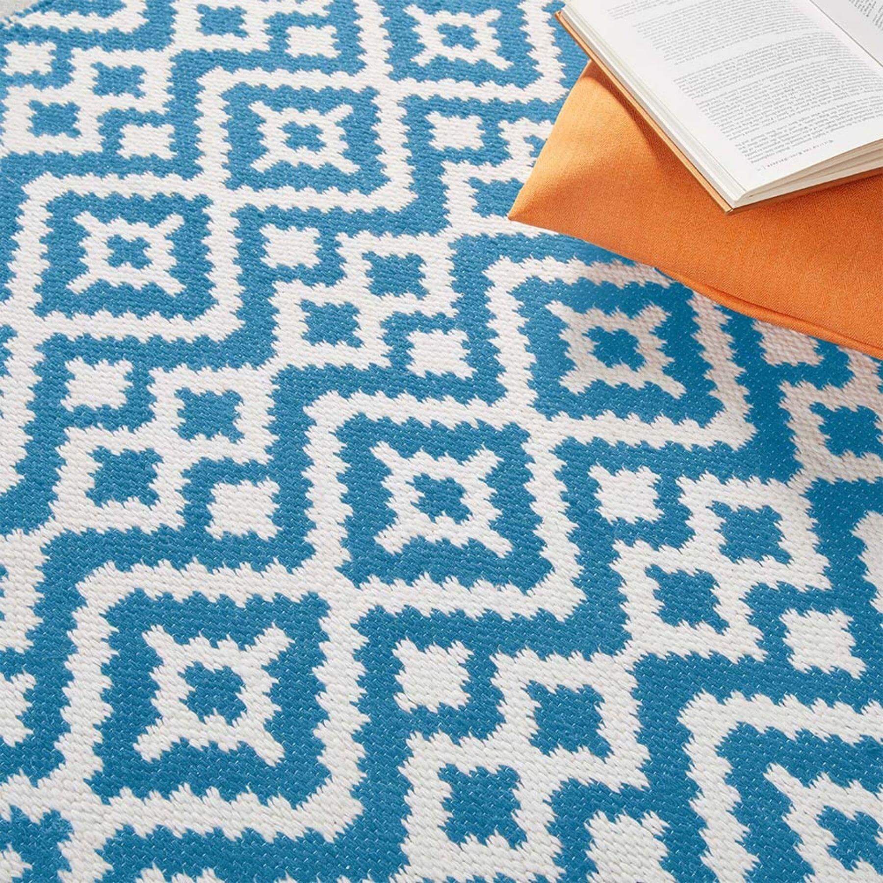 Aztec Blue Outdoor Rug