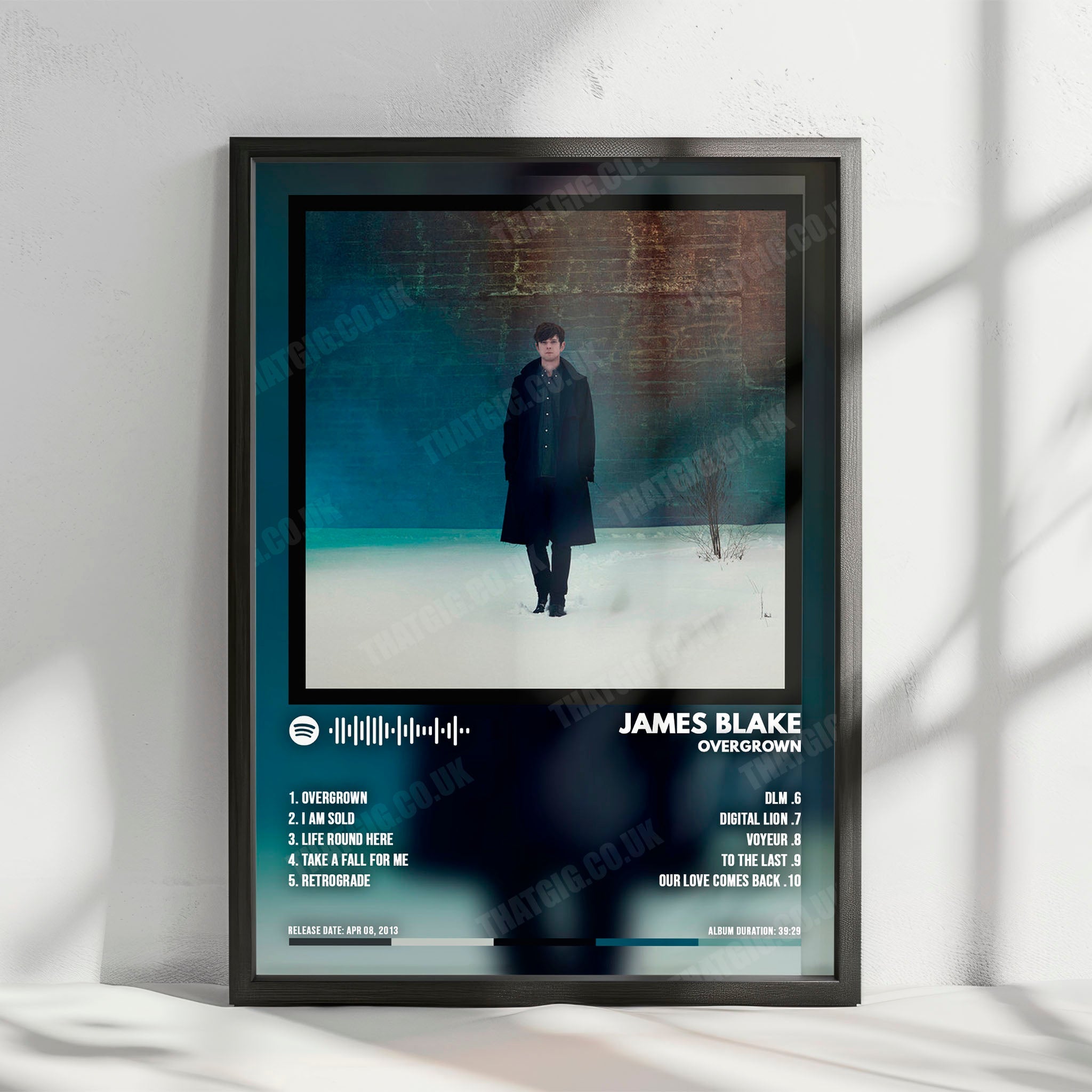 James Blake "Overgrown" Album Cover Poster - with Complete Tracklist