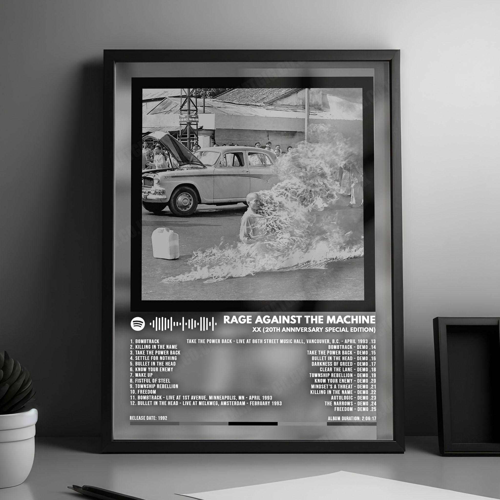 Rage Against the Machine "Rage Against the Machine" Album Cover Poster - with Complete Tracklist