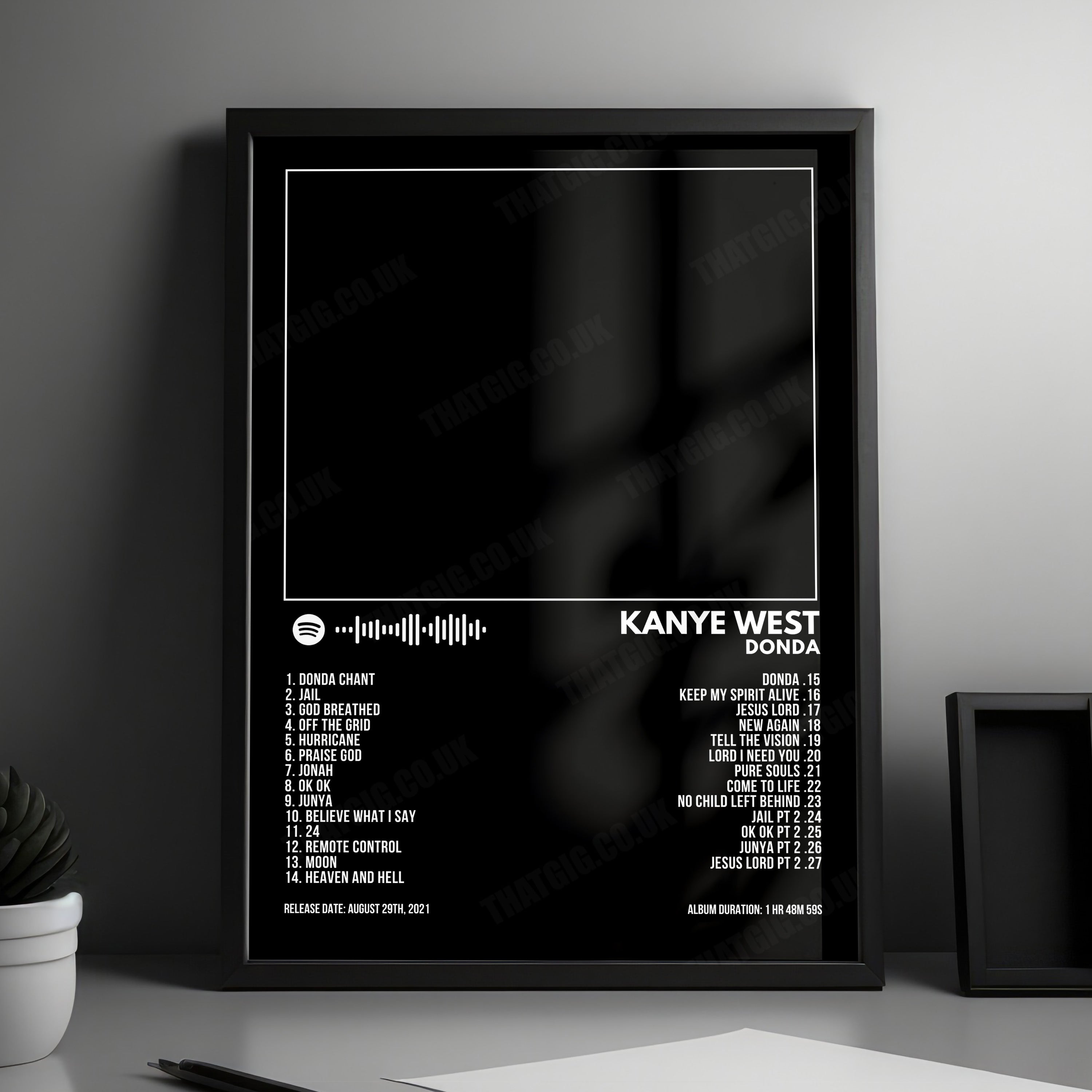 Kanye West "Donda" Album Cover Poster - with Complete Tracklist
