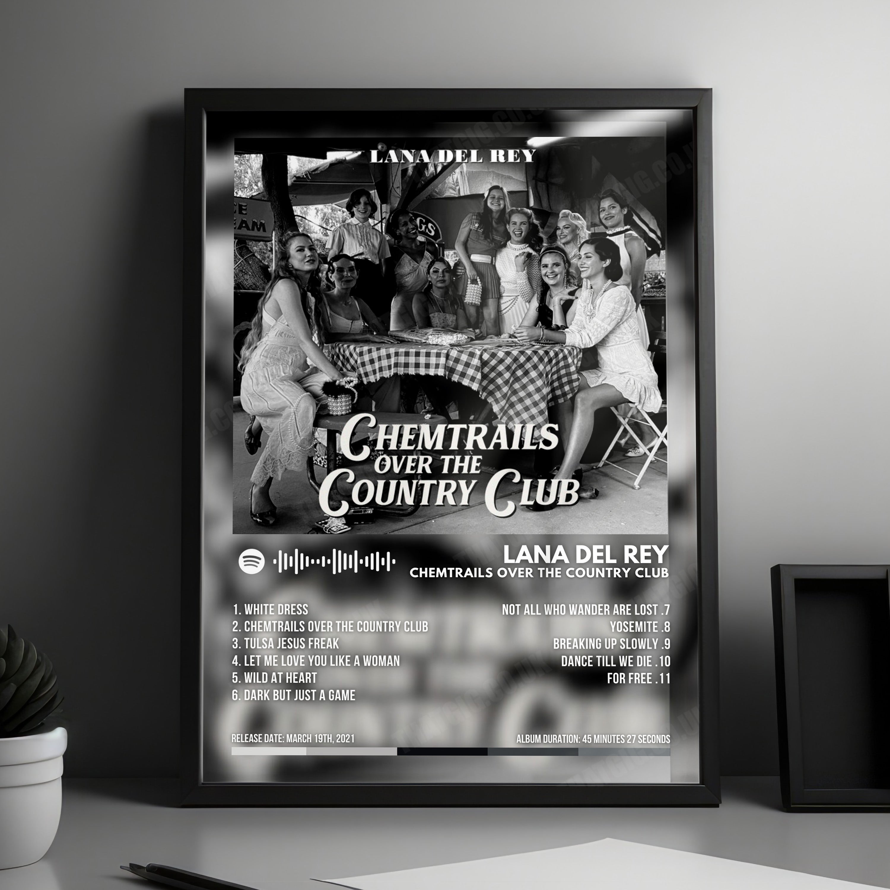 Lana Del Rey "Chemtrails Over The Country Club" Album Cover Poster - with Complete Tracklist