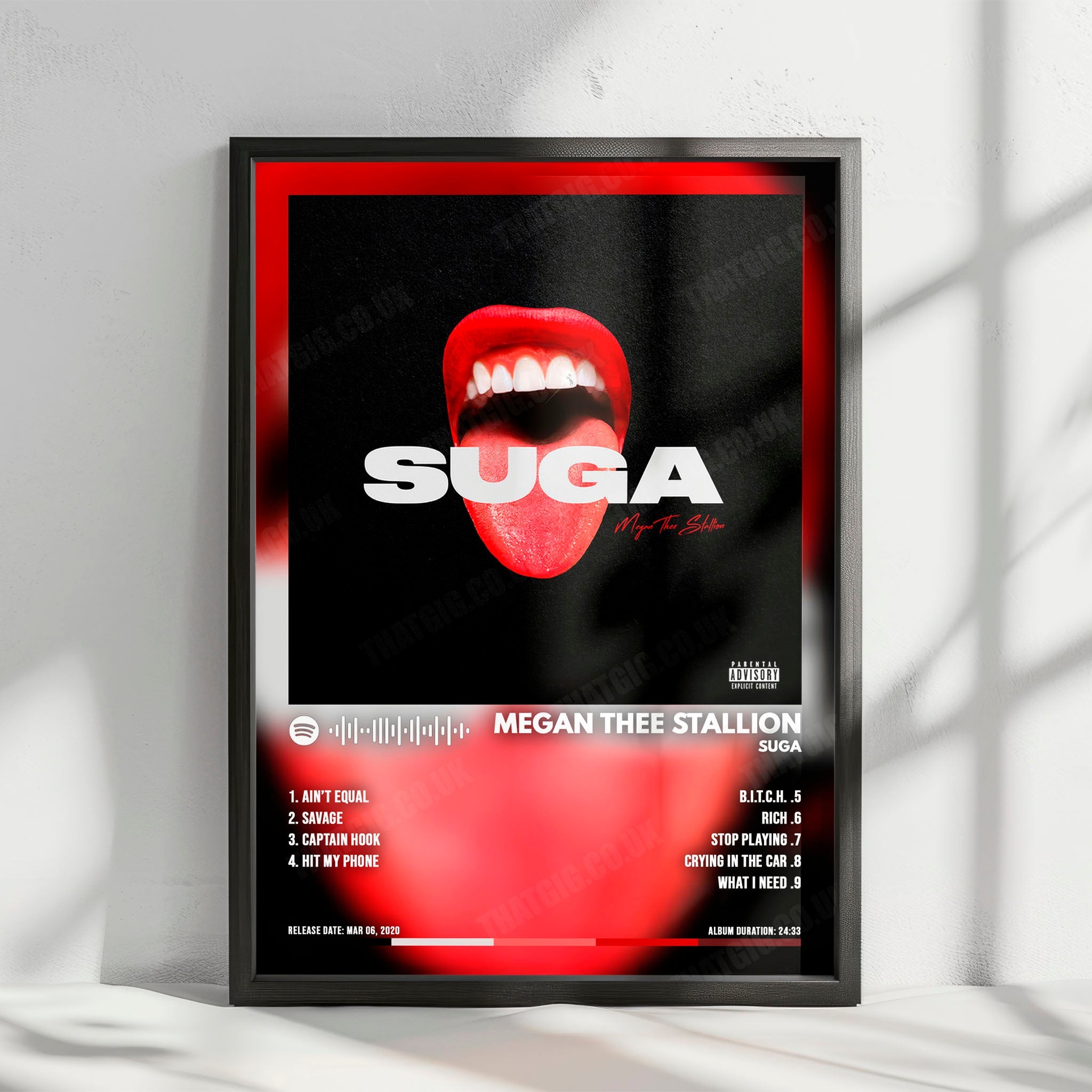 Megan Thee Stallion "Suga" Album Cover Poster - with Complete Tracklist