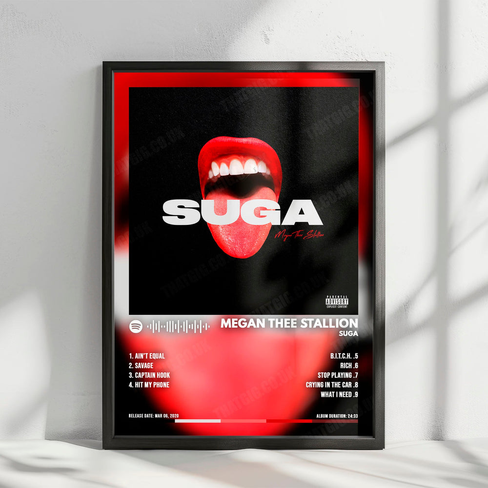 Megan Thee Stallion "Suga" Album Cover Poster - with Complete Tracklist