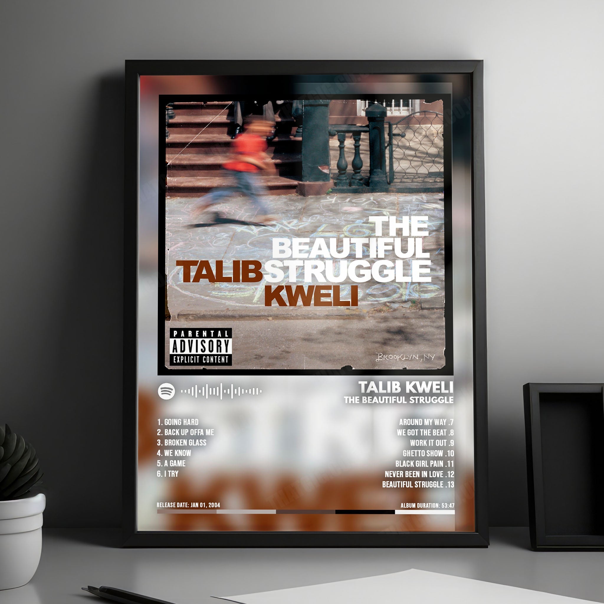 Talib Kweli "The Beautiful Struggle" Album Cover Poster - with Complete Tracklist