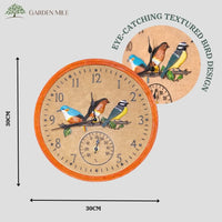 Vintage Bird Wall Clock and Thermometer