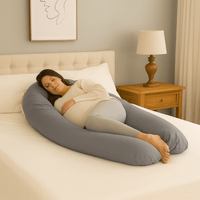6 Ft Maternity Pillow And Case - Grey