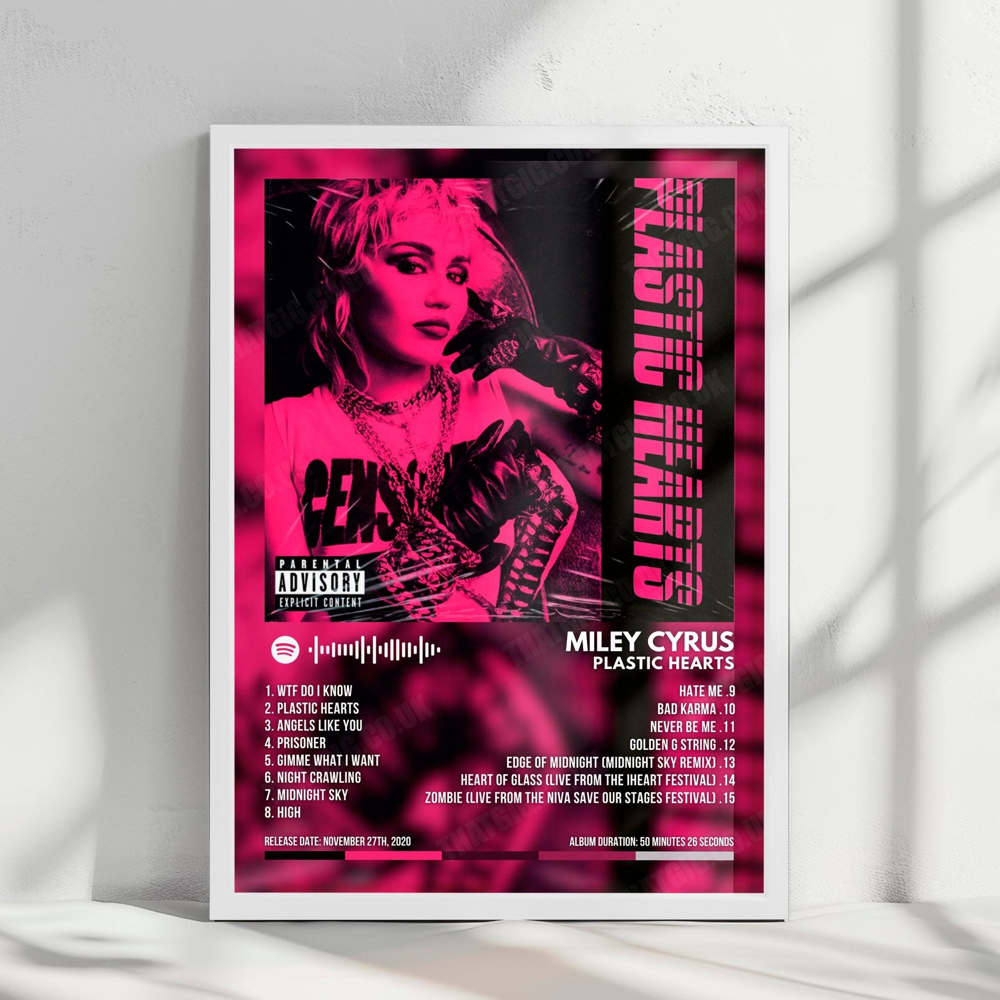 Miley Cyrus "Plastic Hearts" Album Cover Poster - with Complete Tracklist