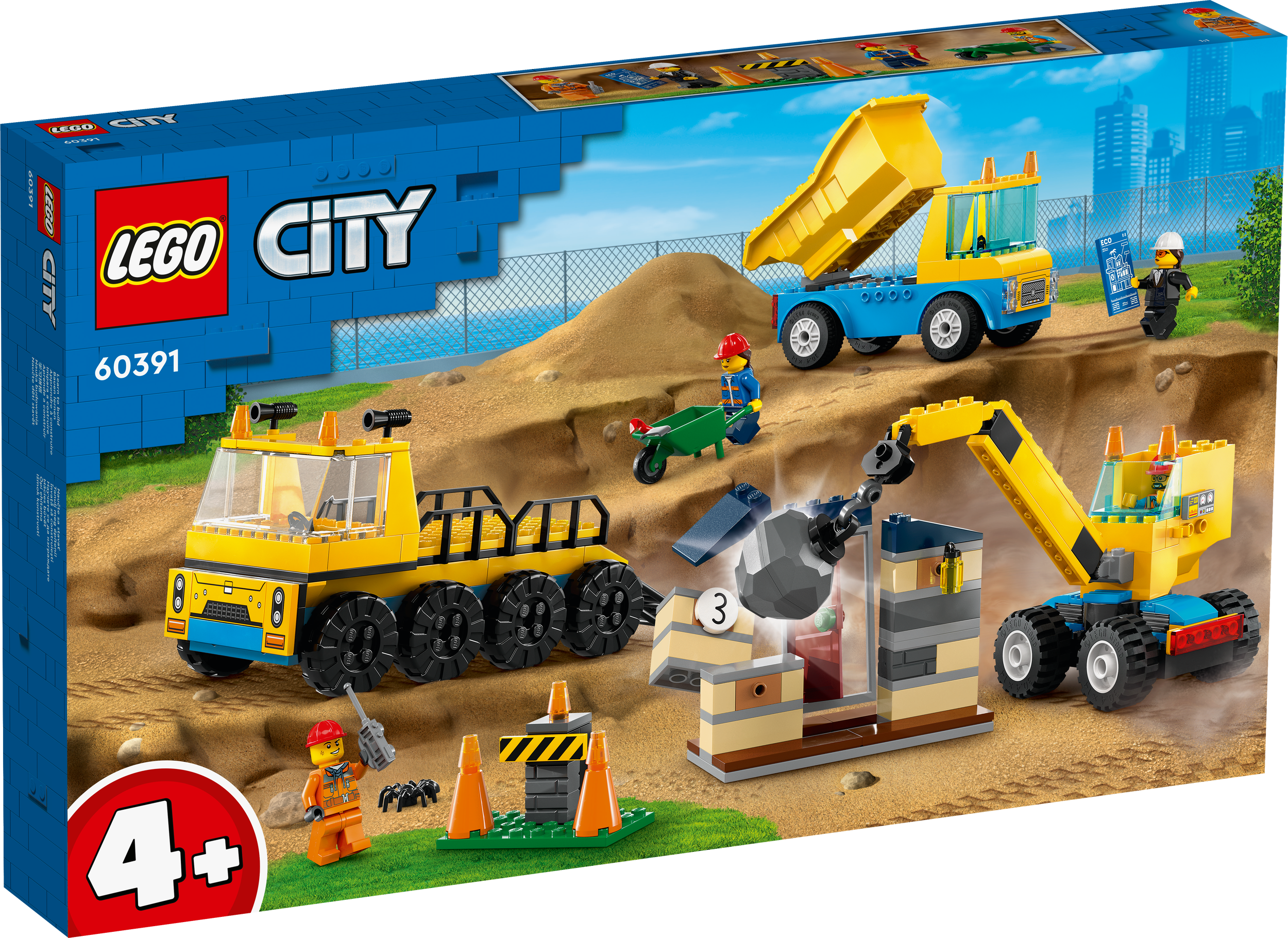 Lego City 60391 Construction Trucks & Wrecking Ball Crane for Ages 4+