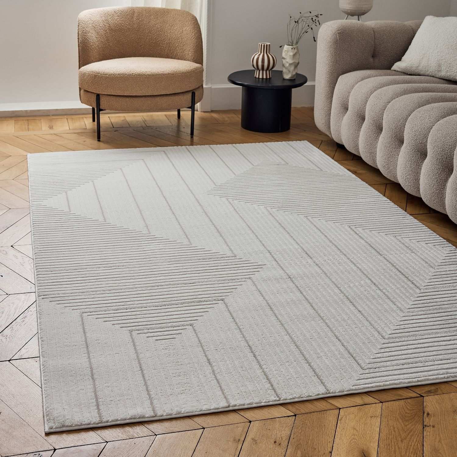 Carmel Cream-Beige Geometric Area Rug for Stylish Homes