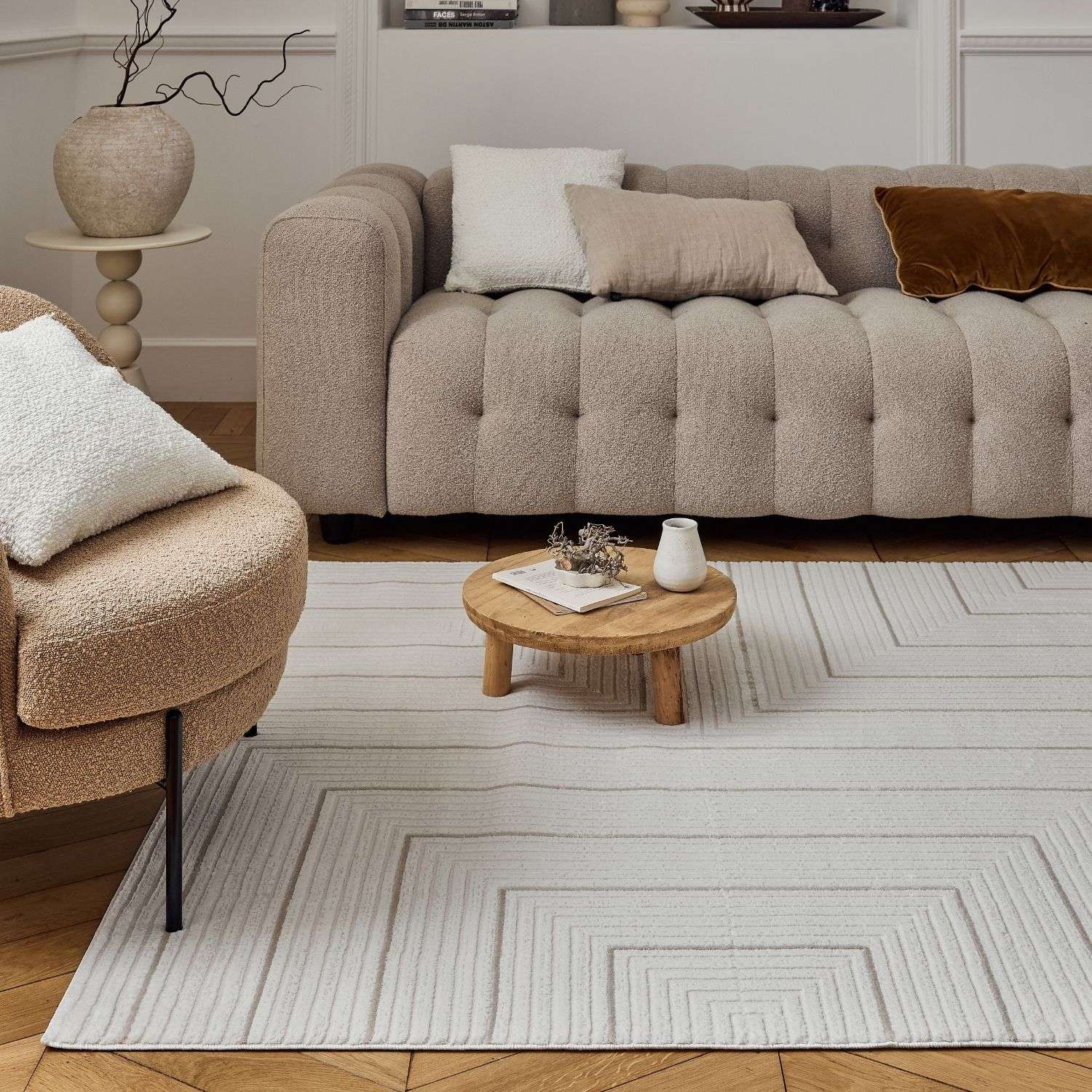 Carmel Cream-Beige Geometric Area Rug for Stylish Homes