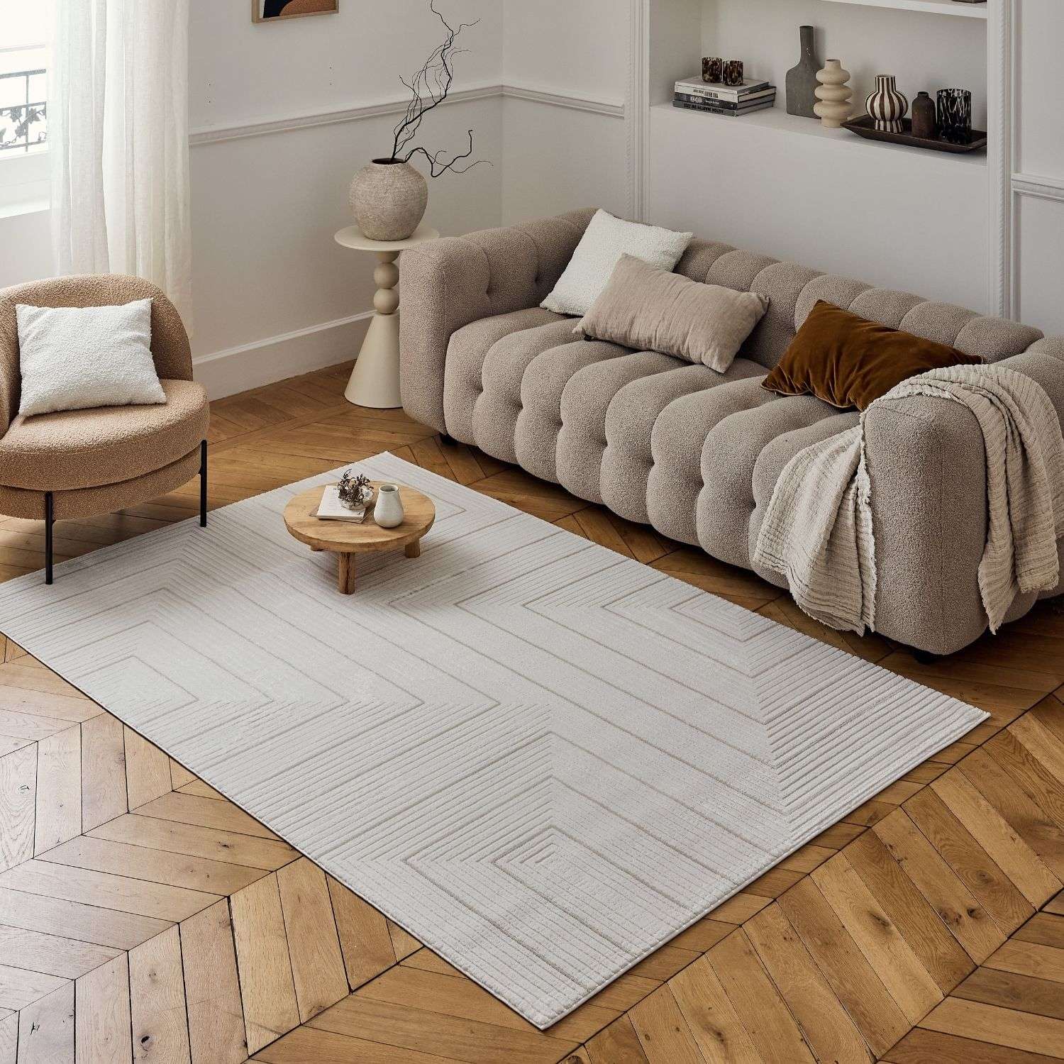 Carmel Cream-Beige Geometric Area Rug for Stylish Homes