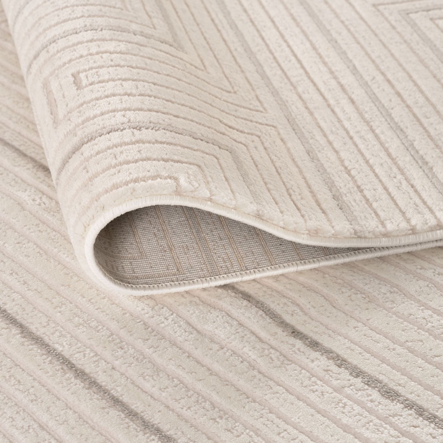 Carmel Cream-Grey Geometric Area Rug for Modern Elegance