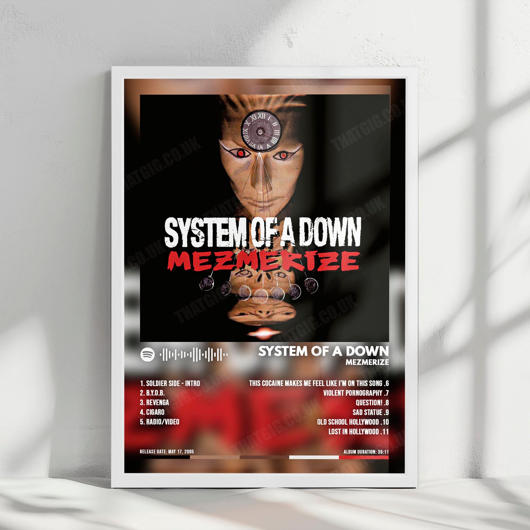 System of a Down "Mezmerize" Album Cover Poster - with Complete Tracklist
