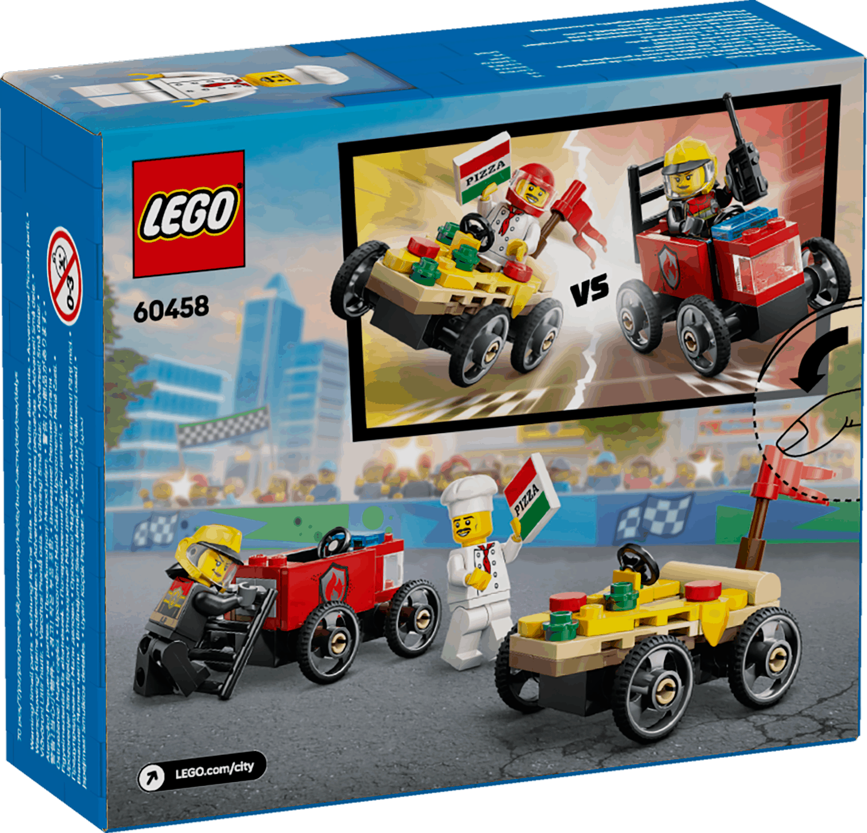 Lego City 60458 Pizza Vs. Fire Truck Race Car Pack for Ages 5 and Up