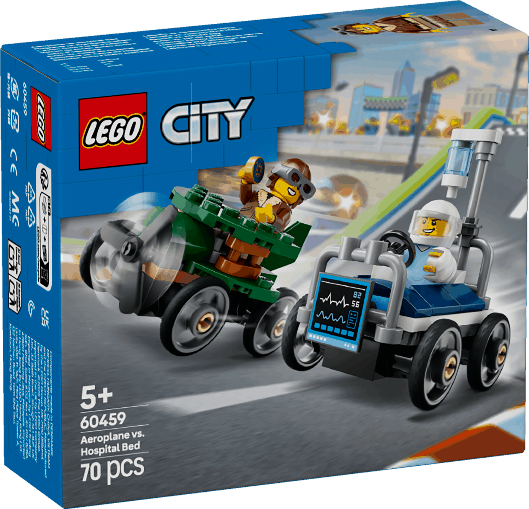 Lego City 60459 Airplane Vs. Hospital Bed Race Car Pack for Ages 5+