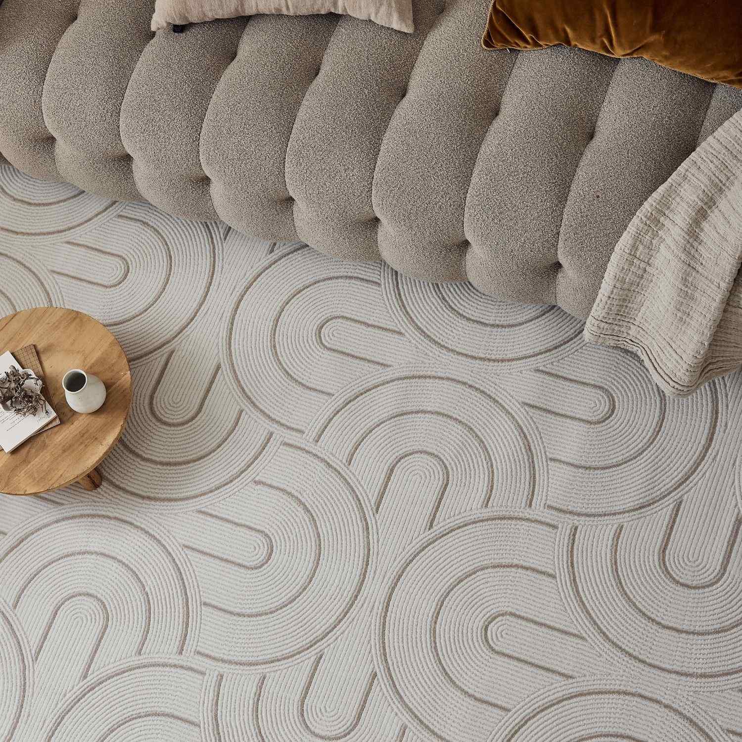 Cream-Beige Geometric Area Rug 6070 for Stylish Living Spaces