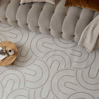 Cream-Beige Geometric Area Rug 6070 for Stylish Living Spaces