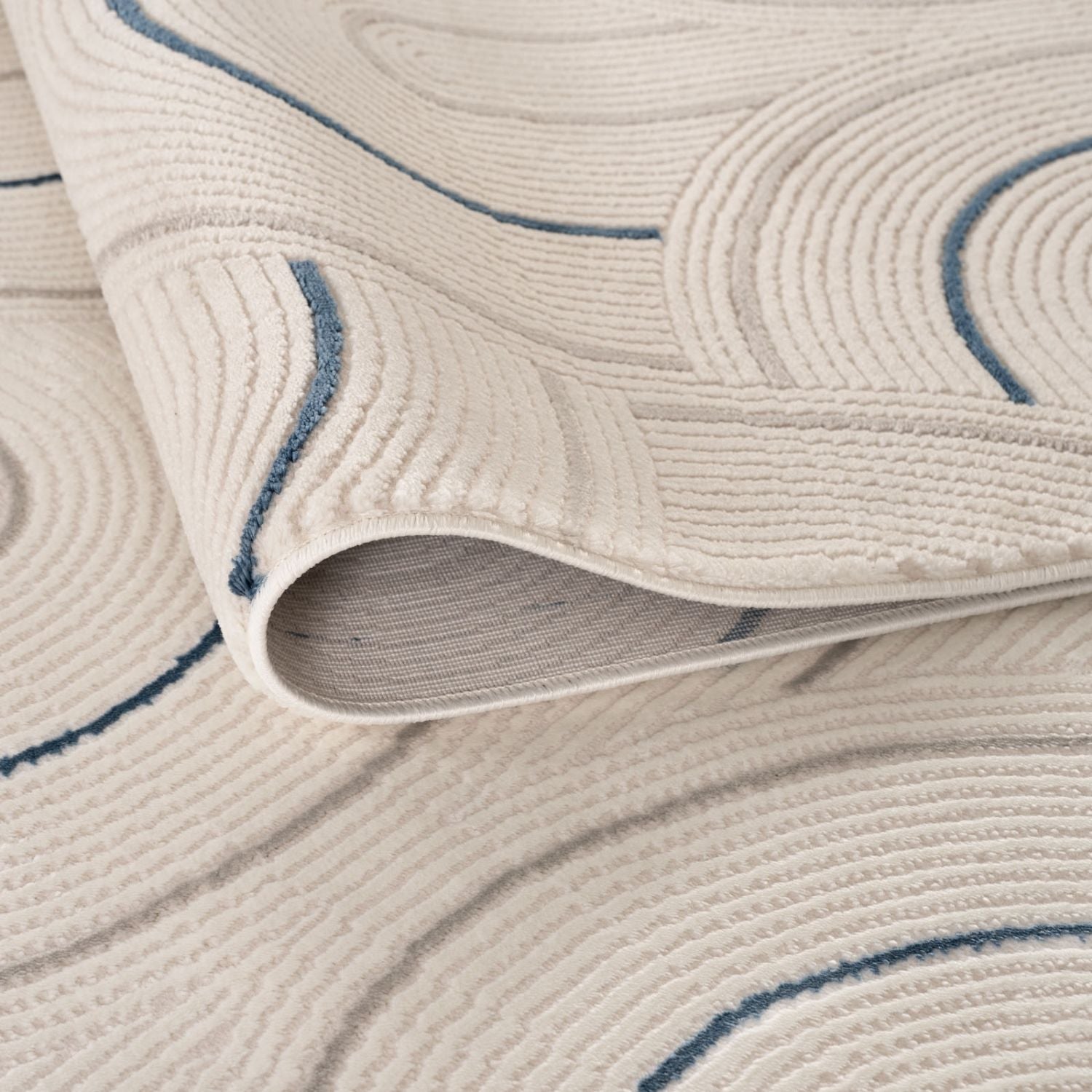 Cream-Blue Geometric Area Rug - Stylish Comfort for Every Space