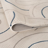 Cream-Blue Geometric Area Rug - Stylish Comfort for Every Space