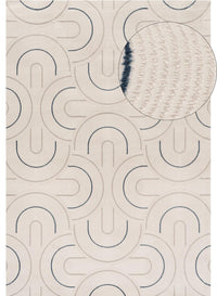 Cream-Blue Geometric Area Rug - Stylish Comfort for Every Space