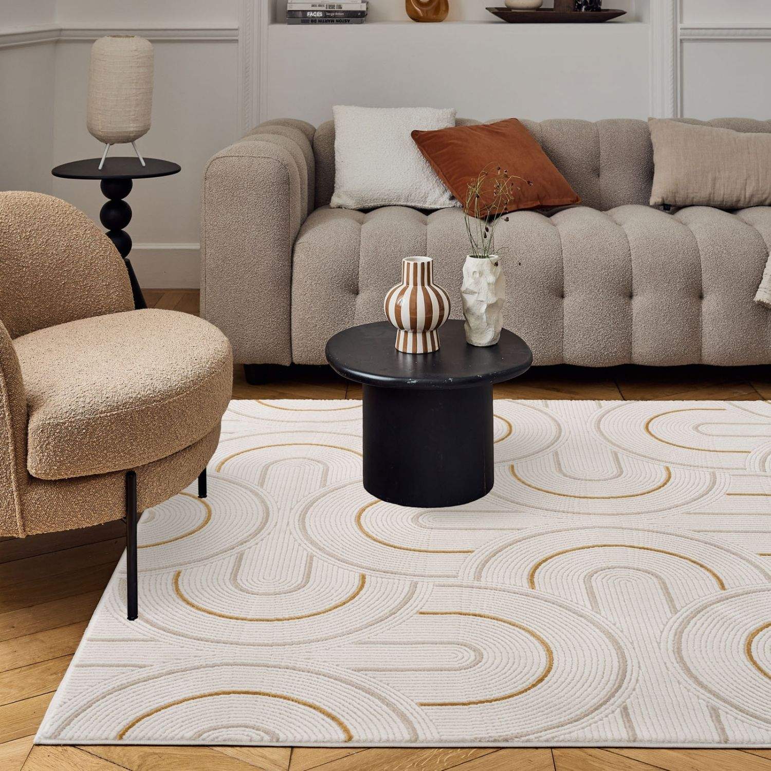 Carmel Cream-Gold Geometric Rug | 6070