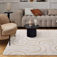 Carmel Cream-Gold Geometric Rug | 6070