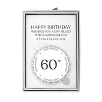 60th Birthday Heart Charm Stretch Bracelet with Quote Gift Box