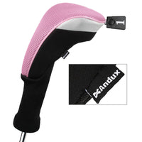 Andux 5pcs/Set Golf 460cc Driver Fairway Wood Club Head Covers Long Neck Black/Pink