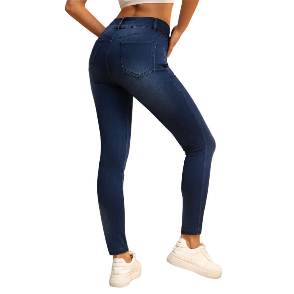 Shascullfites Melody High-Waisted Skinny Jeans for Women – Dark Blue Stretch Denim with Zipper Pockets & Butt-Lifting Fit