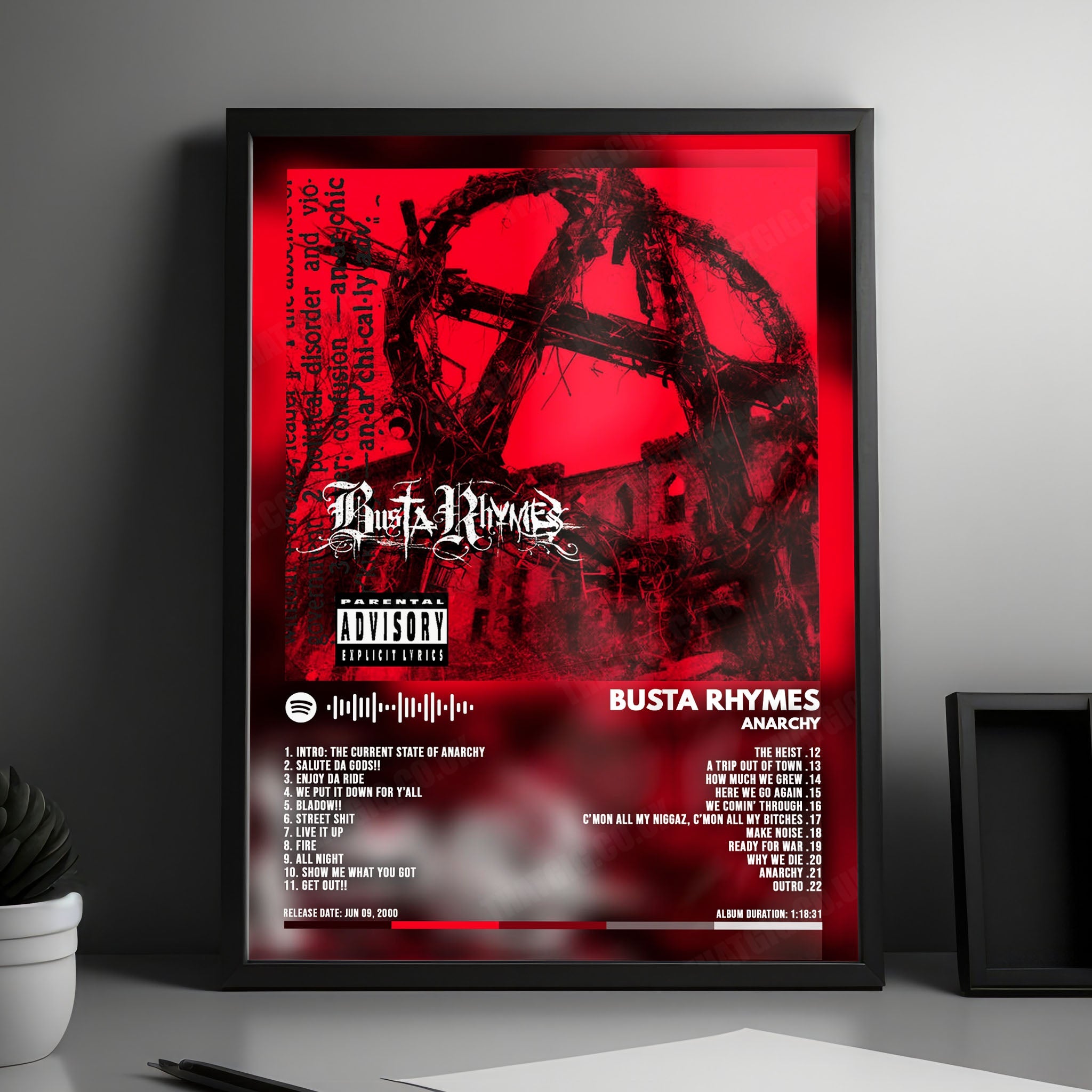 Busta Rhymes "Anarchy" Album Cover Poster - with Complete Tracklist