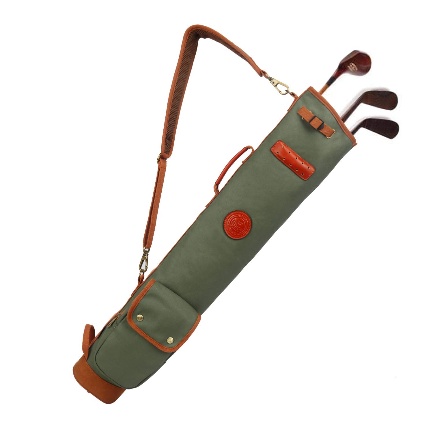 TOURBON Canvas Golf Club Travel Case Lightweight Carry Bag for Men Women - Green (Green)