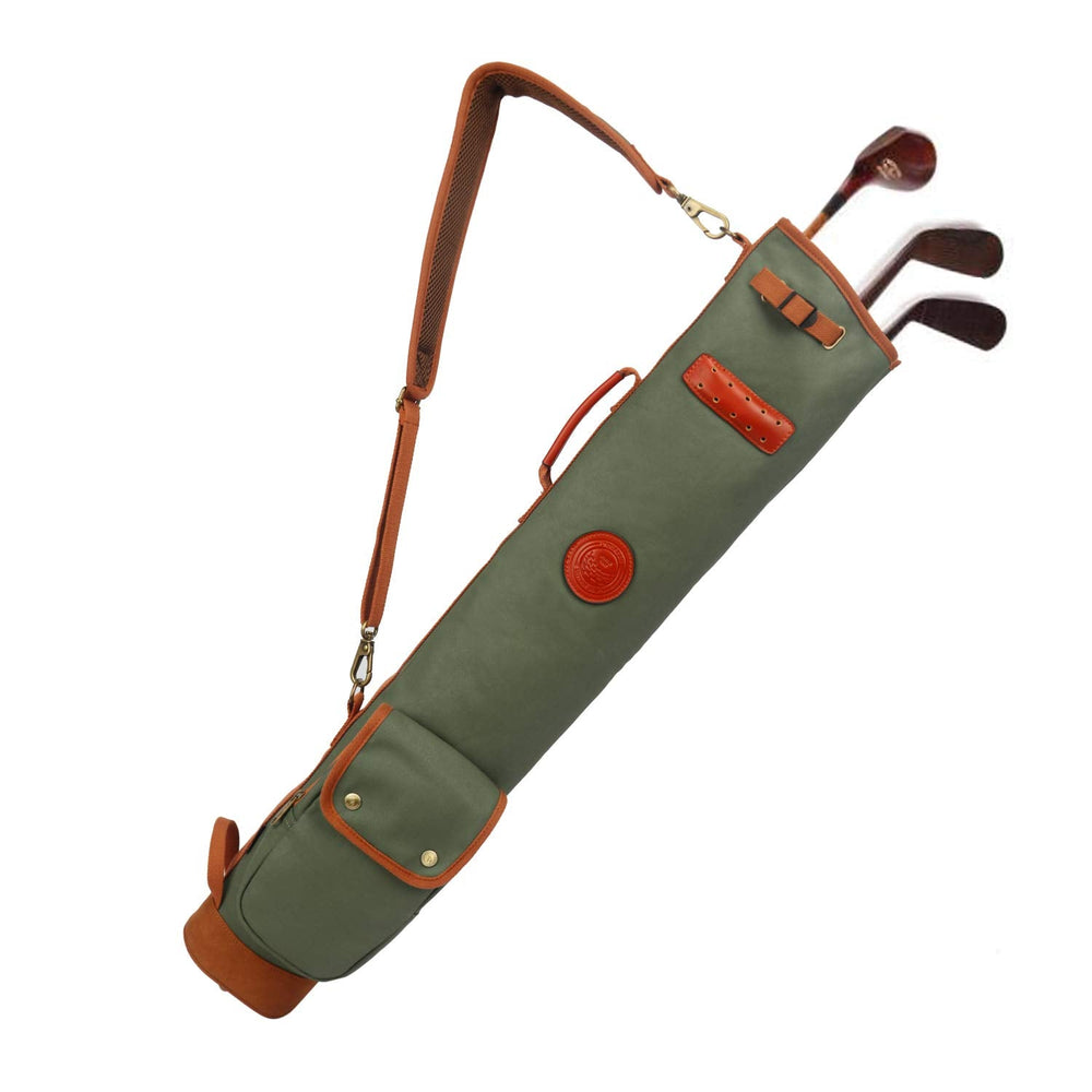 TOURBON Canvas Golf Club Travel Case Lightweight Carry Bag for Men Women - Green (Green)