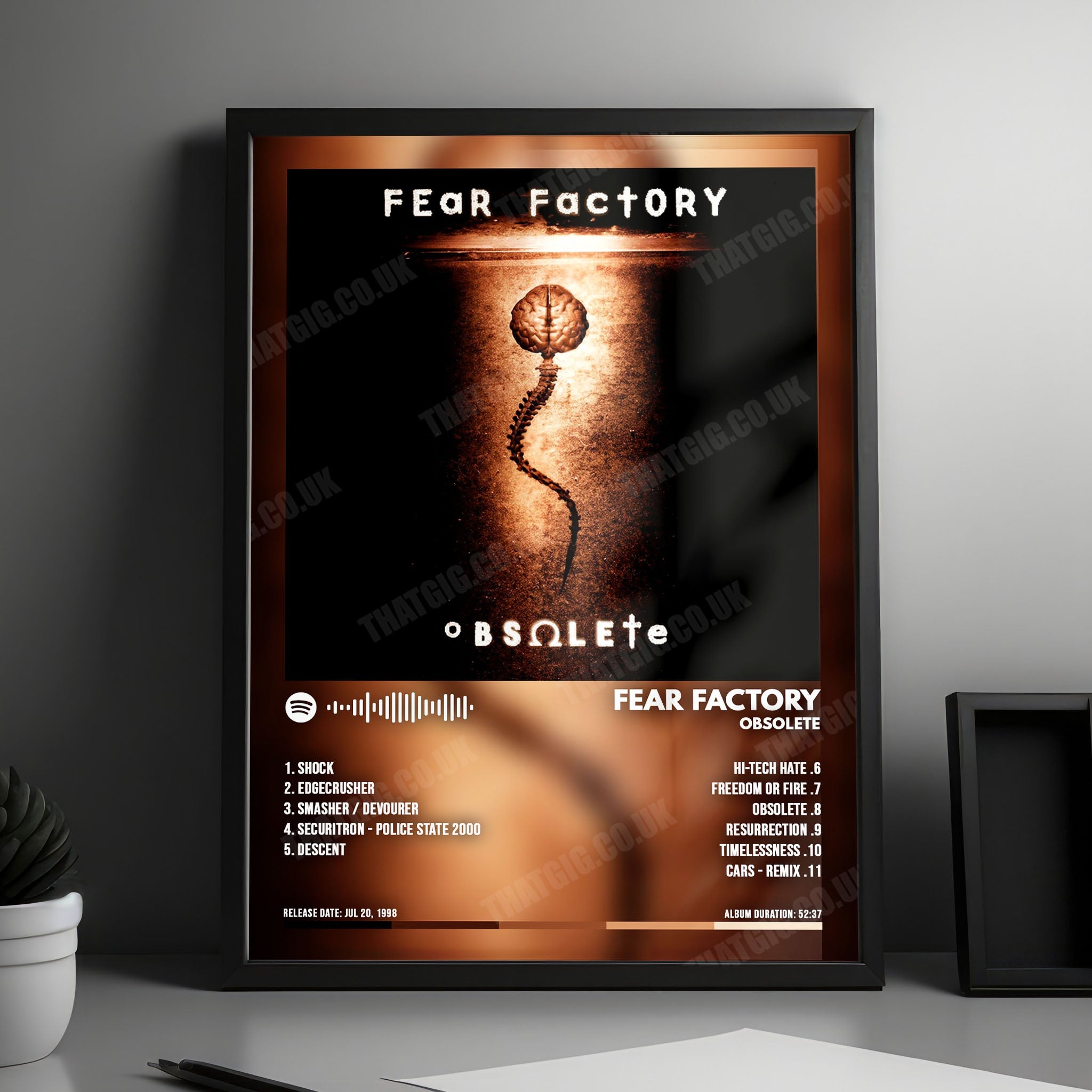 Fear Factory "Obsolete" Album Cover Poster - with Complete Tracklist