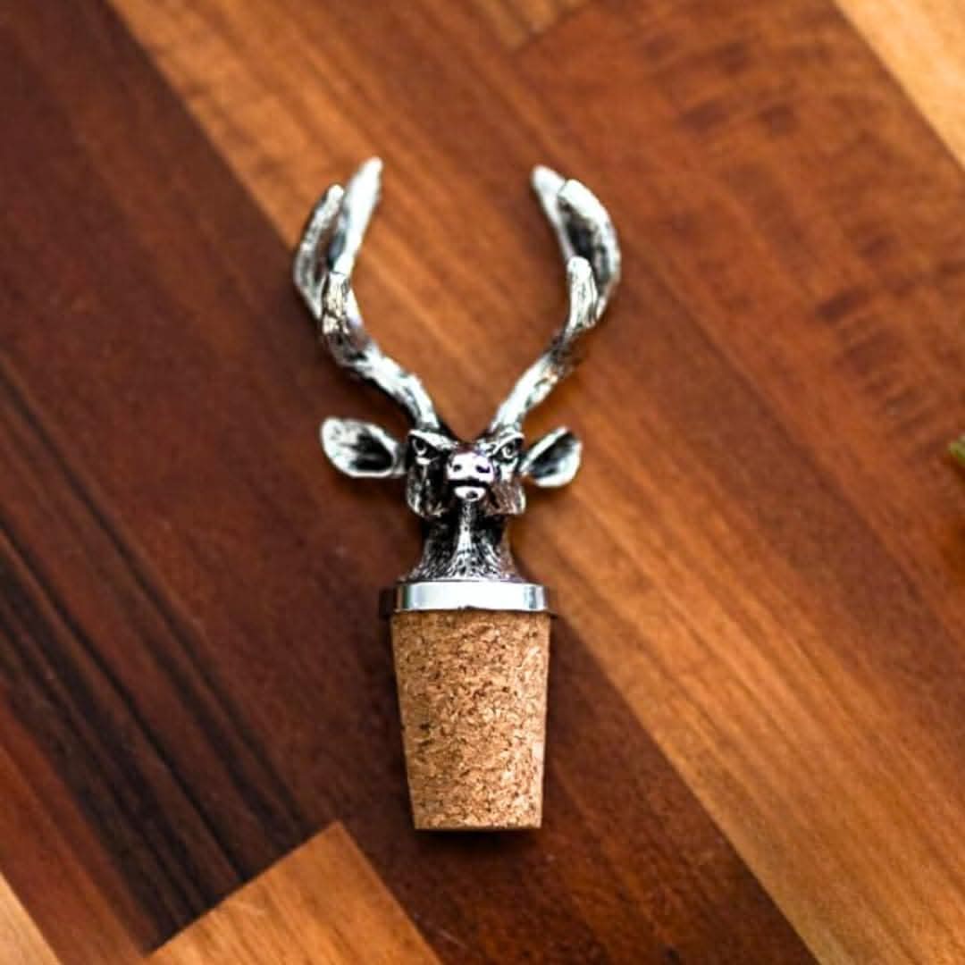 Silver Stag Cork Bottle Stopper