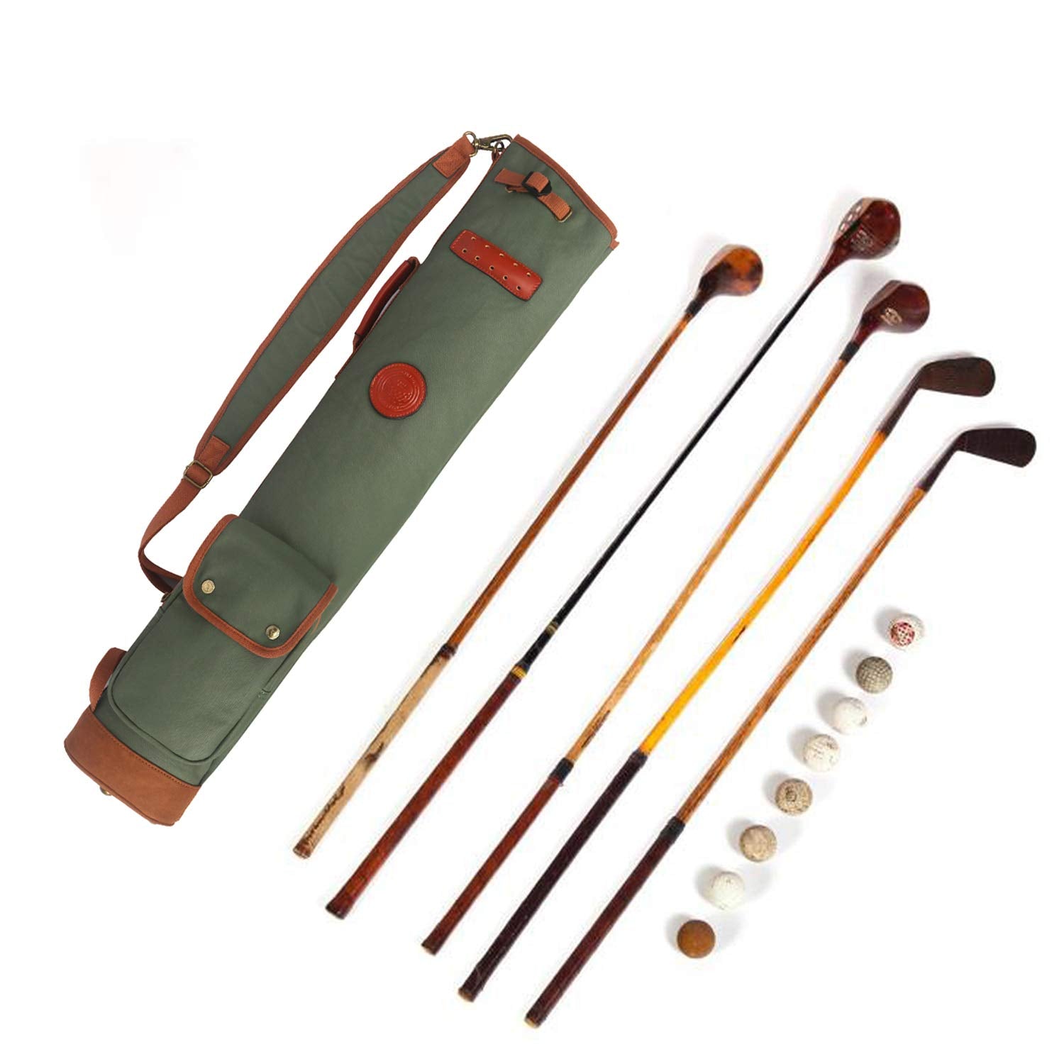 TOURBON Canvas Golf Club Travel Case Lightweight Carry Bag for Men Women - Green (Green)