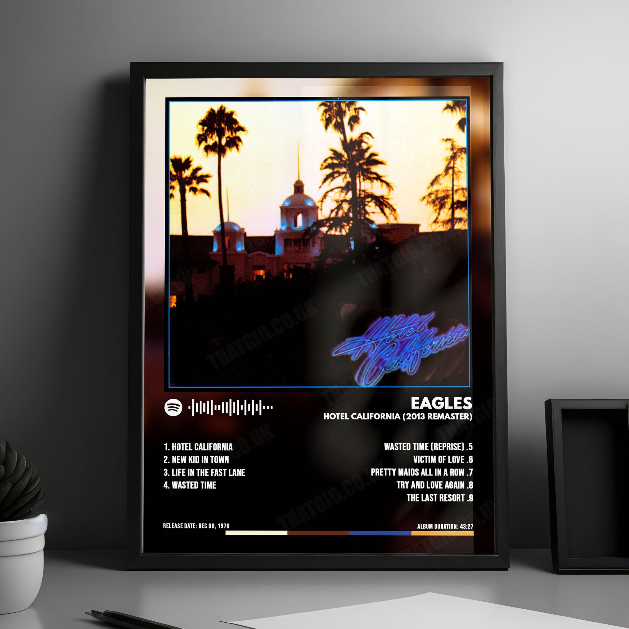 Eagles "Hotel California" Album Cover Poster - with Complete Tracklist