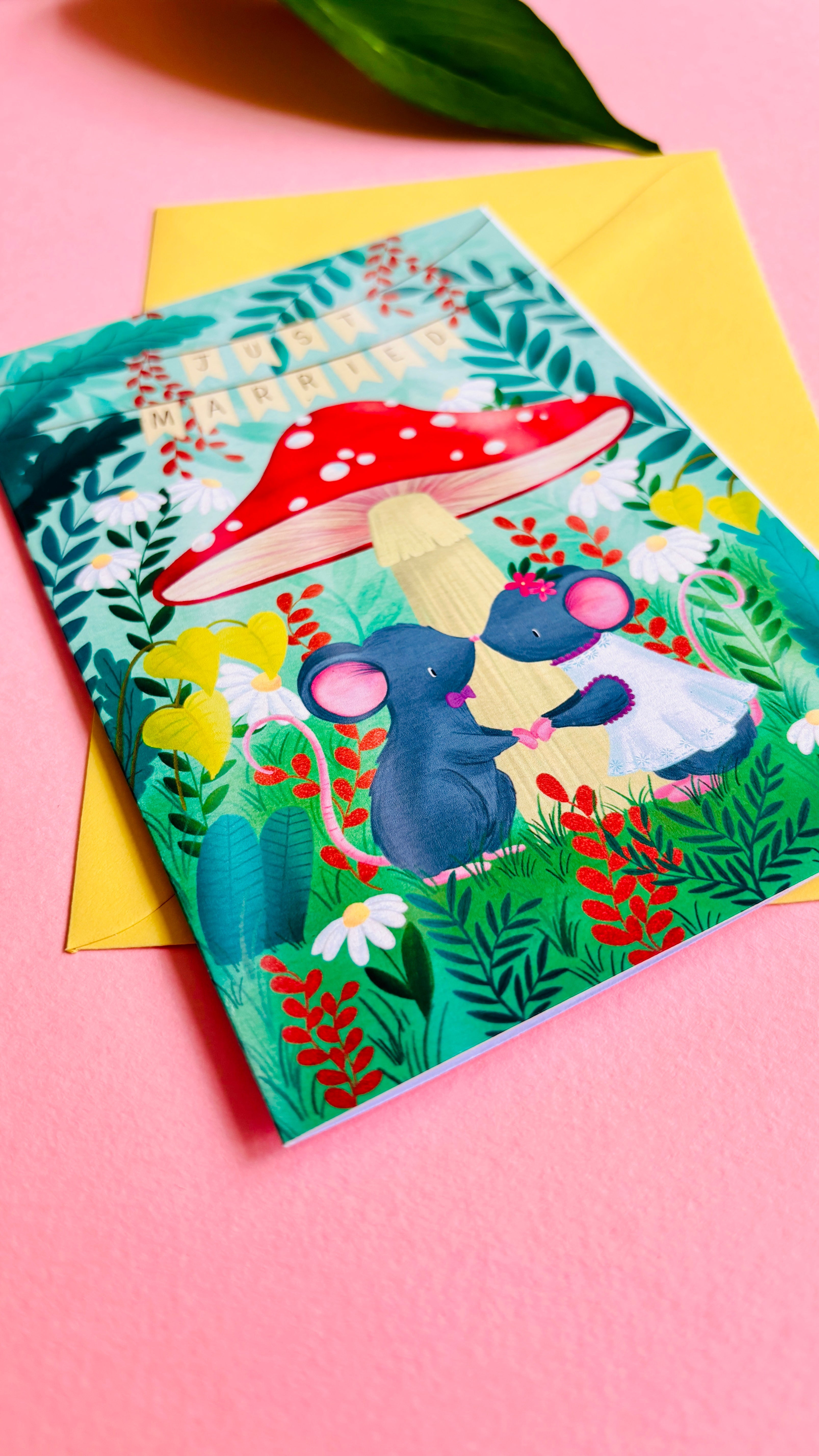 Cute Forest Wedding Card- Whimsical Just Married Greetings Card